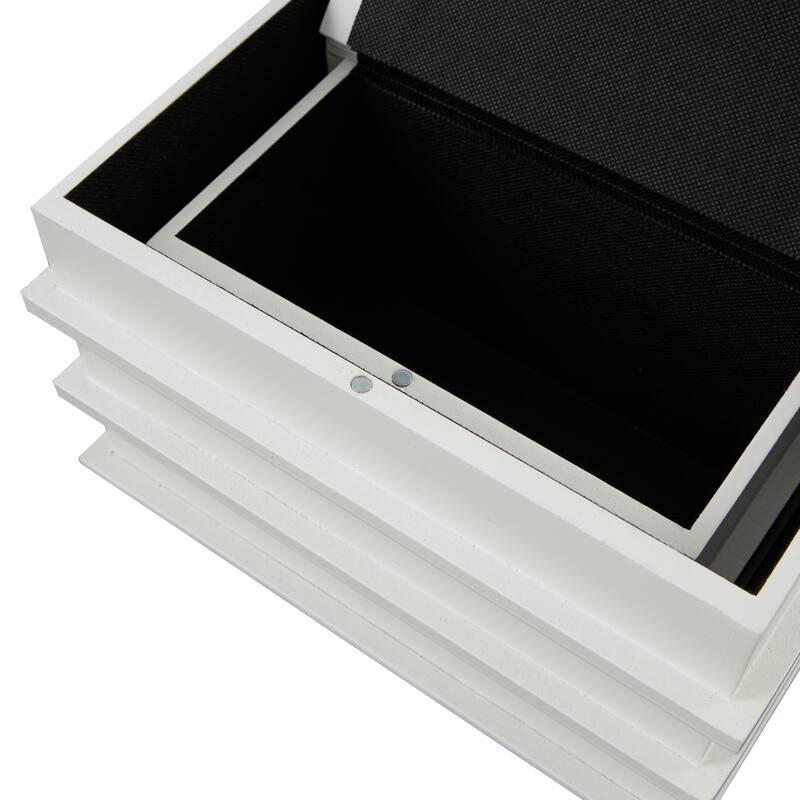 White or Black Canvas Faux Storage Book Box with Live, Laugh, Love Text (Set of 2)