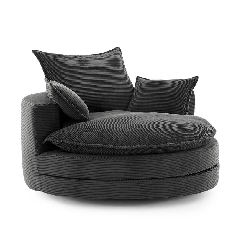 360° Swivel Accent Chair Round Barrel Chair, Living Room Oversized Single Sofa Chair Chaise Lounge Reading Sofa Armchair