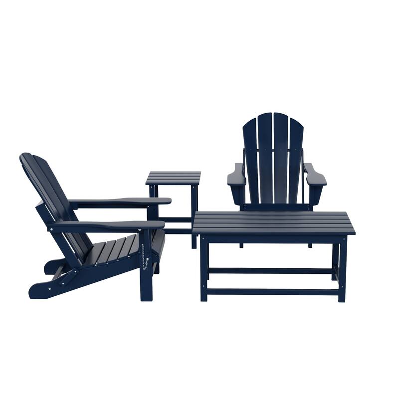 Laguna Hdpe All Weather Outdoor Patio Foldable Adirondack Chairs Conversation Set (4-Piece Set)