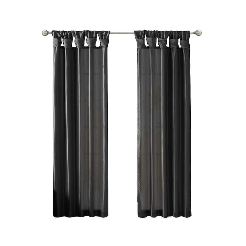 Twist Tab Lined Window Curtain Panel Black