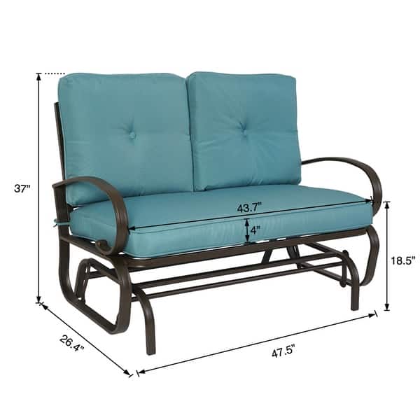 dimension image slide 4 of 5, Kozyard Cozy Two Rocking Love Seats Glider Swing Bench/Rocker