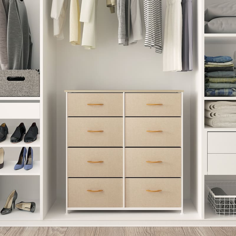 Modern Wide Dresser Storage Tower with 8 Drawers