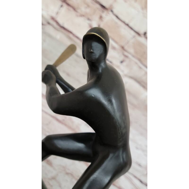 Signed Original Mario Nick Abstract Mid Century Baseball Player Bronze Sculpture