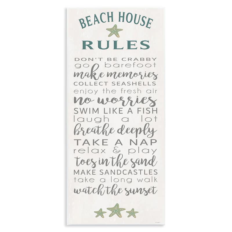 Stupell Fun Recreations Beach Rules Wall Plaque Art Design By Seven Trees Design - 7 x 17