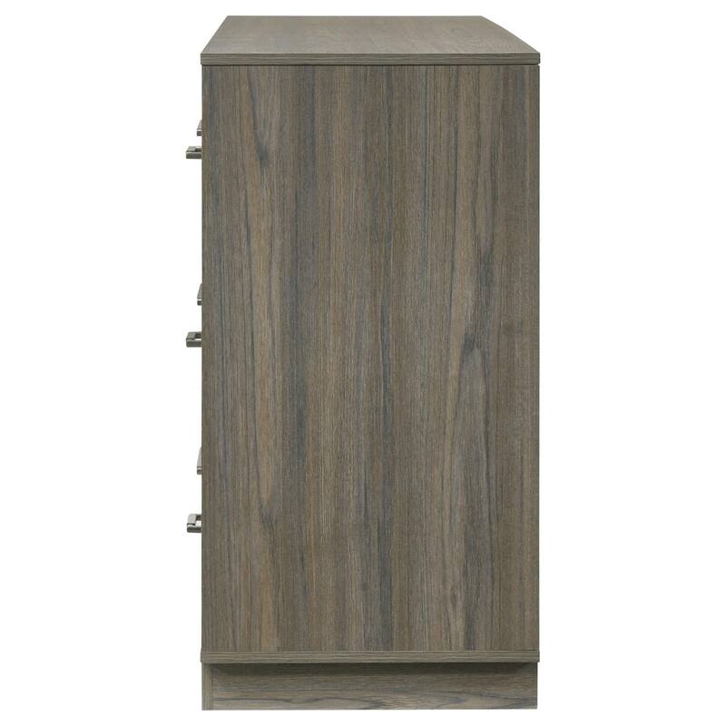 Fene Wide Dresser, 9 Storage Drawers with Nickel Bar Handles, Gray