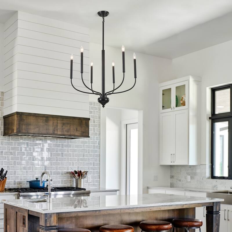 Simple and elegant 6 light metal frame pendant light bulb not includedSuitable for many different spaces