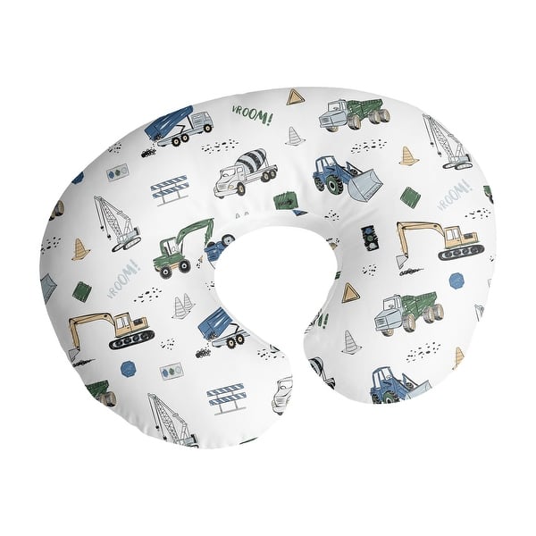slide 2 of 6, Sweet Jojo Designs Construction Truck Boy Nursing Breastfeeding Pillow Cover Case Pillow Not Included- Blue Green Transportation