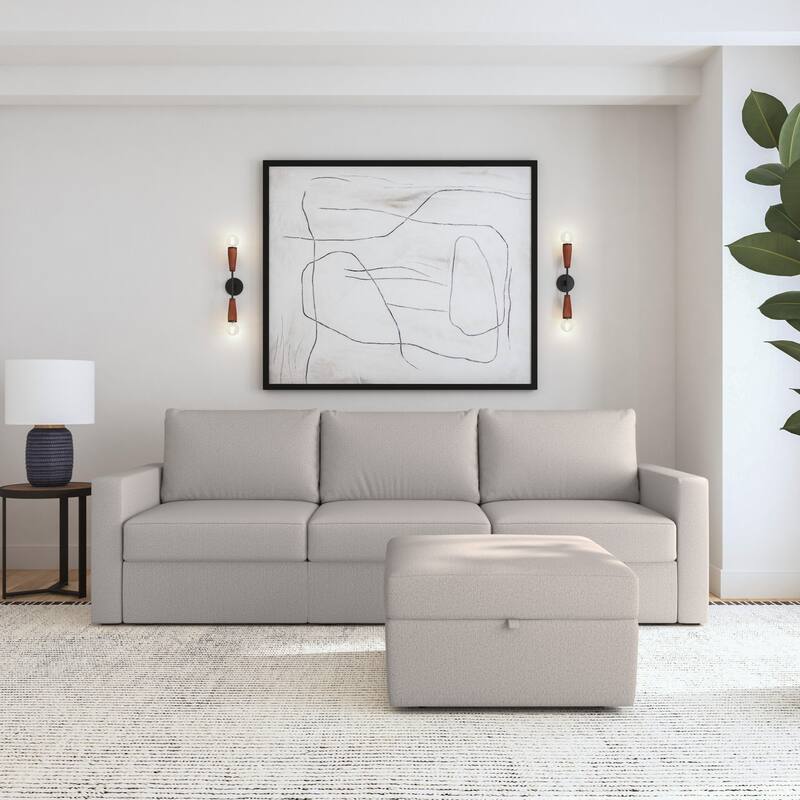 Flex Sofa with Standard Arms & Storage Ottoman by Flexsteel - 104" x 35" x 37"