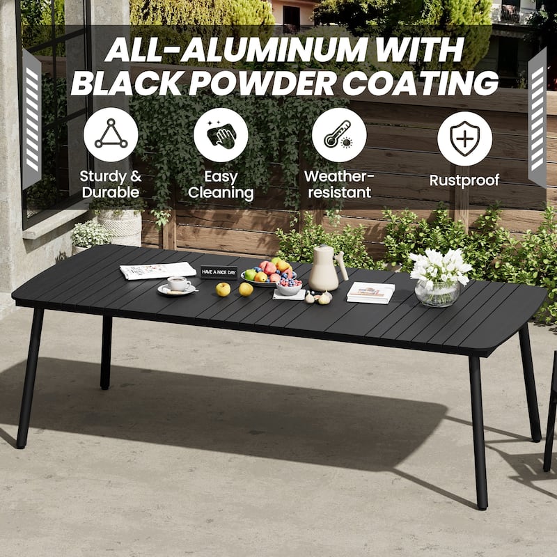 7/9PCS Outdoor Patio Dining Set Rectangular Aluminum Table with Folding Dining Chair