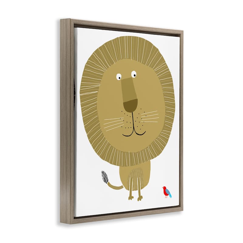 Stupell Friendly Lion & Bird Framed Floater Canvas Wall Art Design By Carla Daly