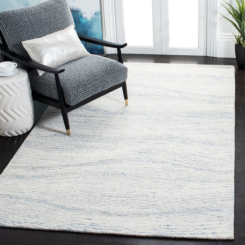 SAFAVIEH Handmade Metro Annarosa Modern Abstract Wool Rug - 5' x 8' - Light Blue/Ivory - Rectangle