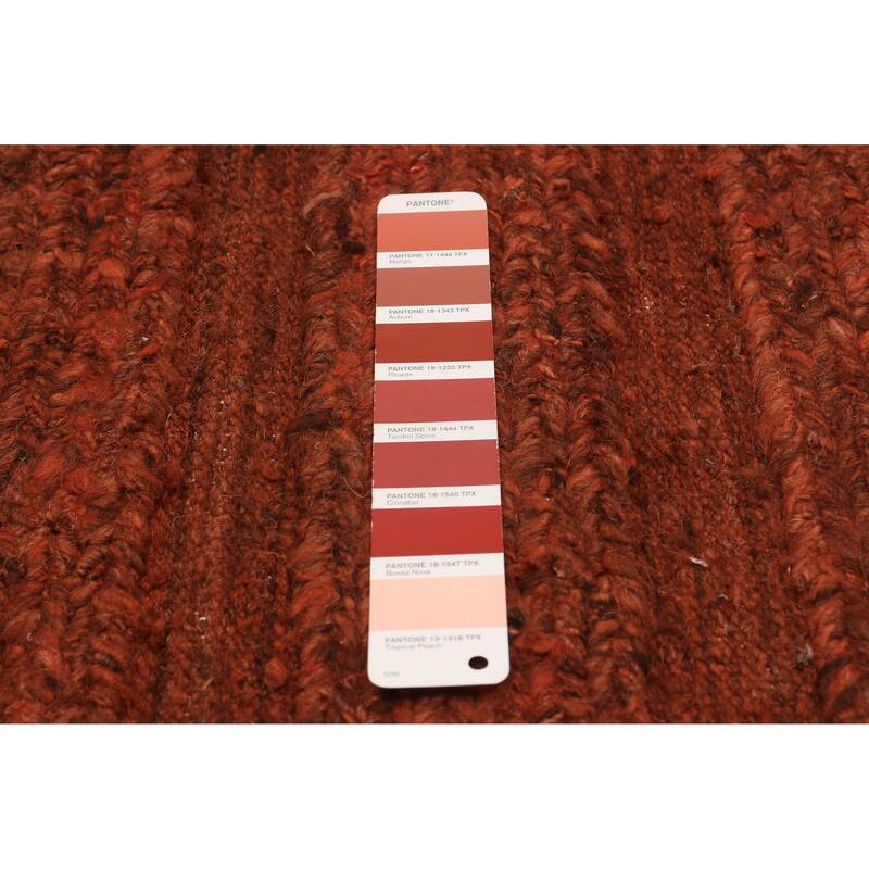 ECARPETGALLERY Flat-Weave Natural Burnt Orange Wool Tapestry Kilim - 8'2 x 8'1