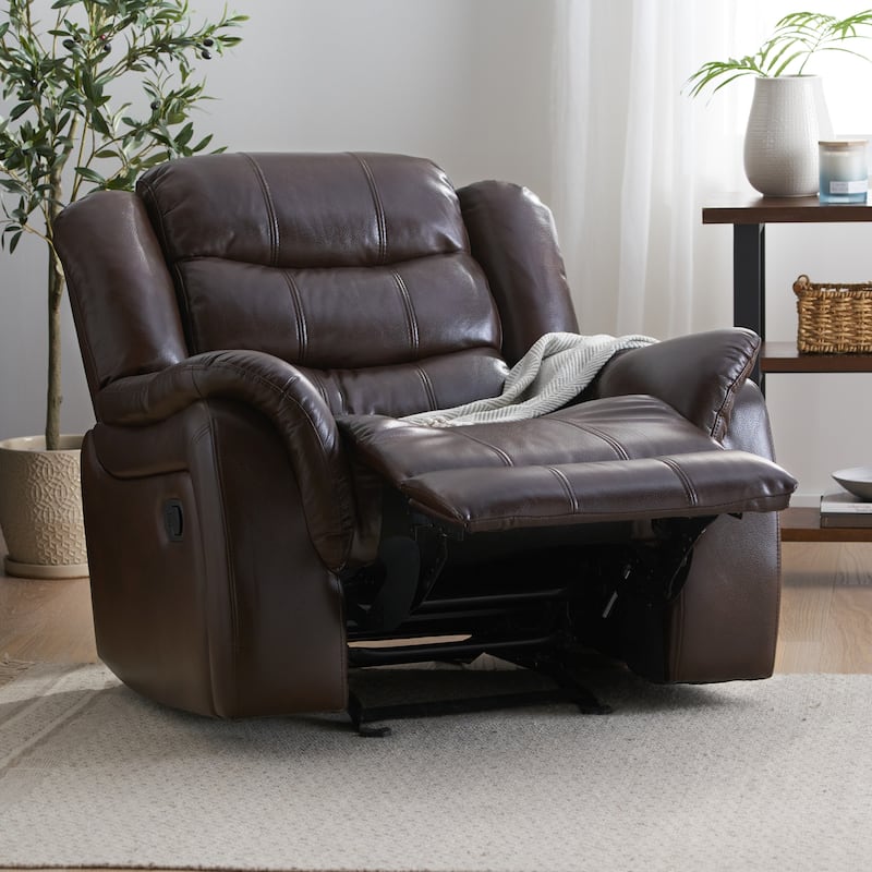 Classic Oversized Faux Leather Recliner, Spacious Upholstered Recliner Chair with Soft Cushion Home Theater Single Sofa Chair
