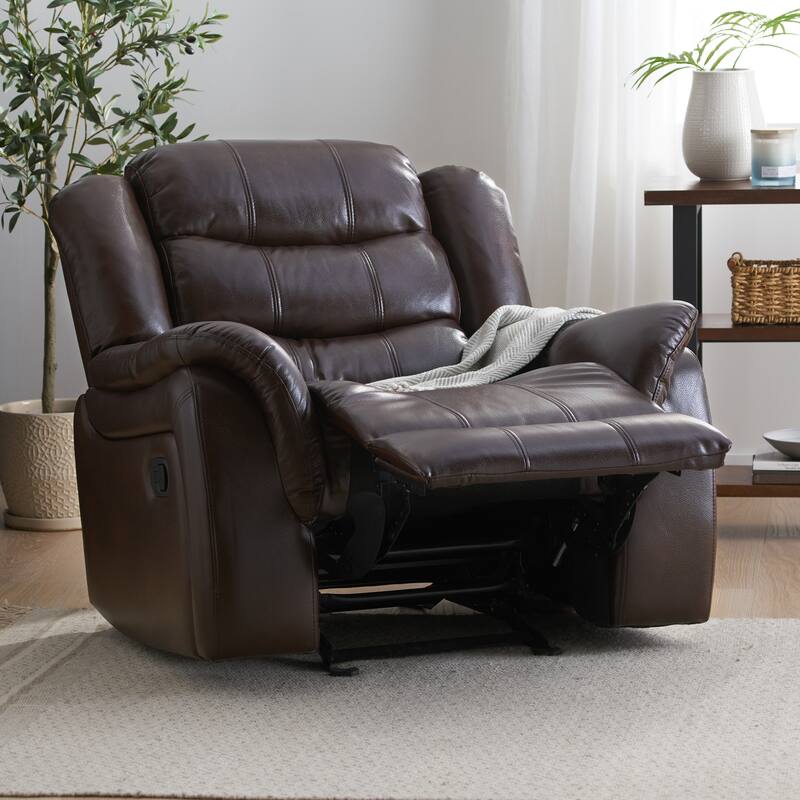Roomfitters Classic Oversized Glider Recliner Chair with Plush Seat, Dark Brown