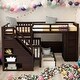 preview thumbnail 1 of 18, Modern Twin-Twin over Full L-Shaped Bunk Bed With 3 Drawers,Portable Desk and Wardrobe