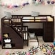 preview thumbnail 2 of 18, Twin-Twin over Full L-Shaped Bunk Bed With 3 Drawers,Desk,Wardrobe