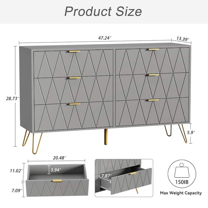 6 Drawer Dresser Drawer Chest Storage Cabinet Organizer