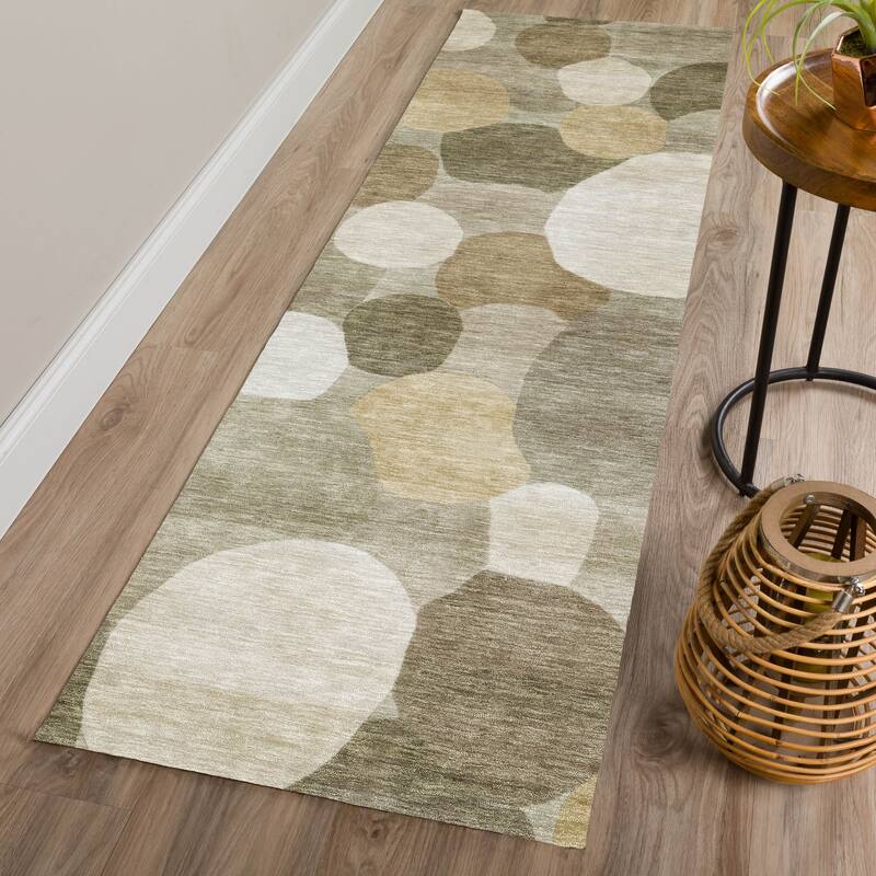 Machine Washable Indoor/ Outdoor Modern Circy Chantille Rug