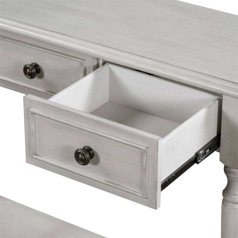 Merax Retro Circular Curved Console Table with Two Top Drawers