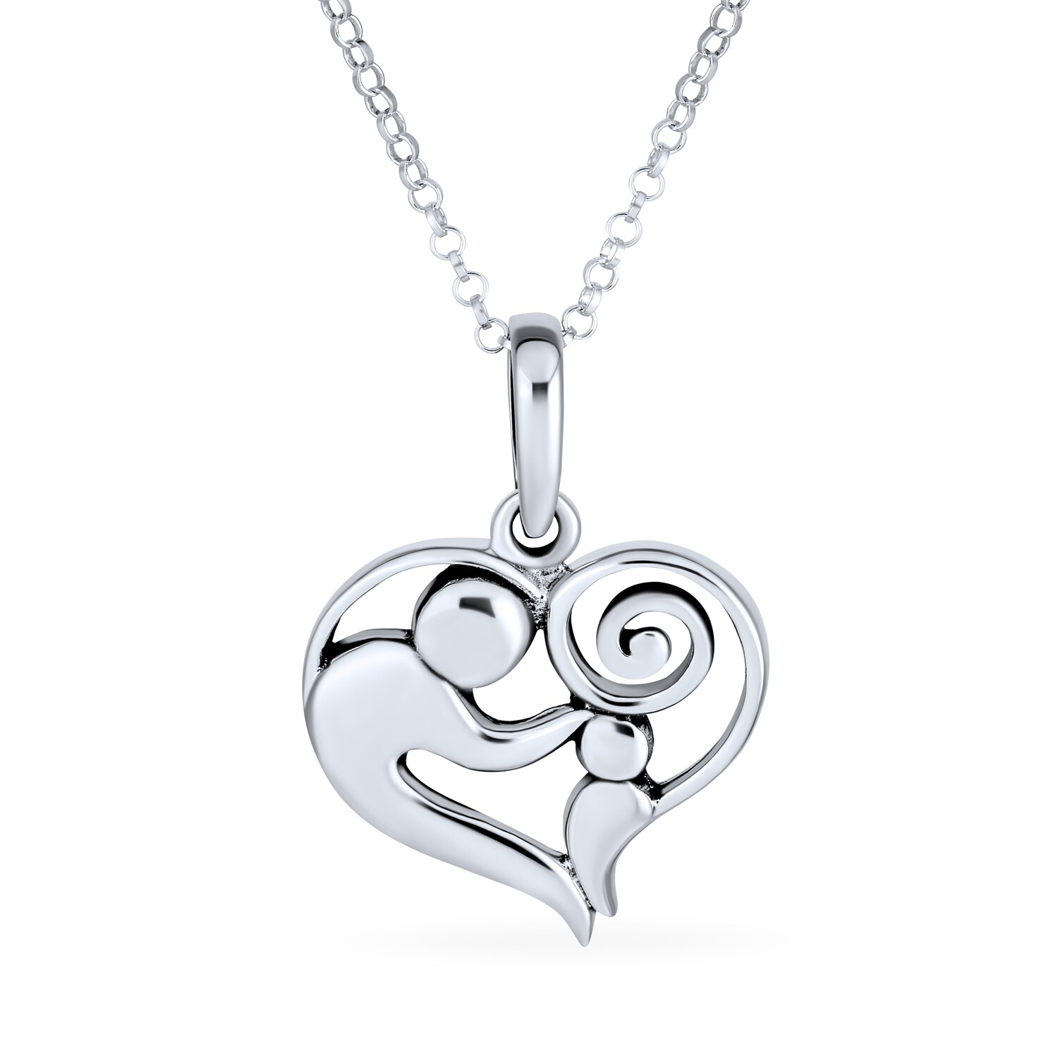 Sterling Silver Mothers Love Diamond Heart Pendant-Necklace 18 Sterling Silver Mothers Love Diamond Heart Pendant-Necklace 18