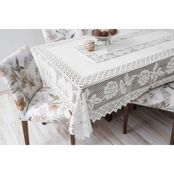 Tablecloth Grega Design Brazilian Lace 59x86 Inches White Color 100 Percent Polyester