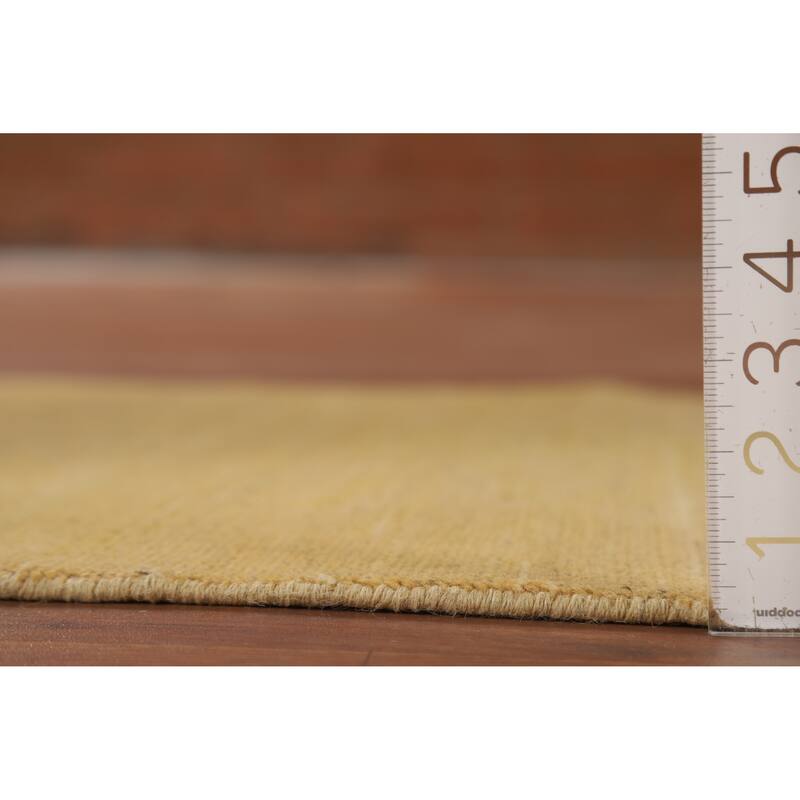 Yellow Modern Gabbeh Runner Rug Hand-Knotted Wool Carpet - 2'7"x 9'6"