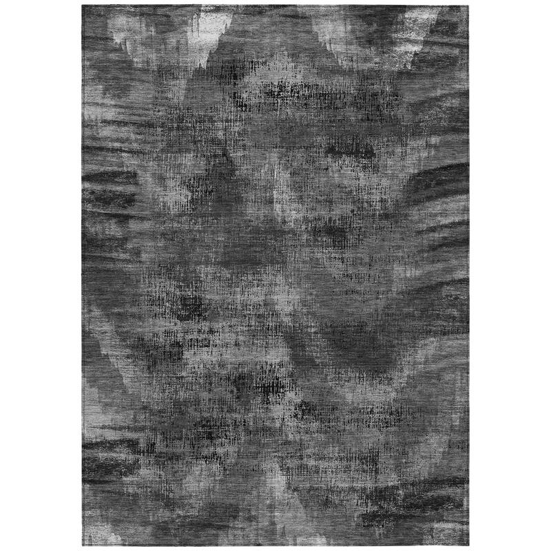 Machine Washable Indoor/ Outdoor Chantille Distressed Chevron Rug