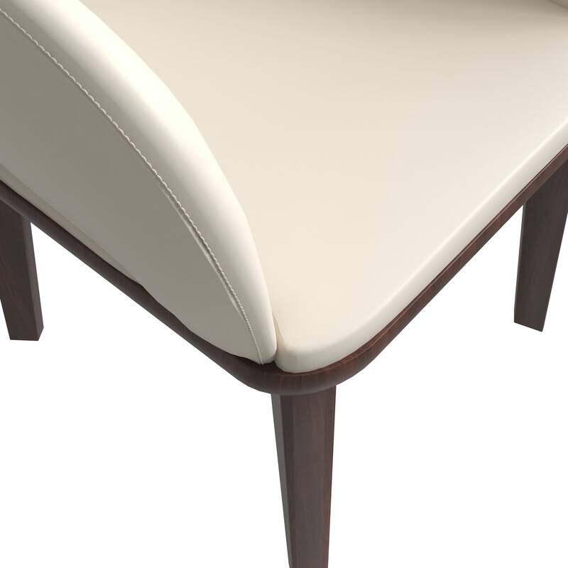LeisureMod Set of 4 Vivara Leather Dining Chair with Padded Seat - Modern Arm Chair for Home Office Bar & Kitchen
