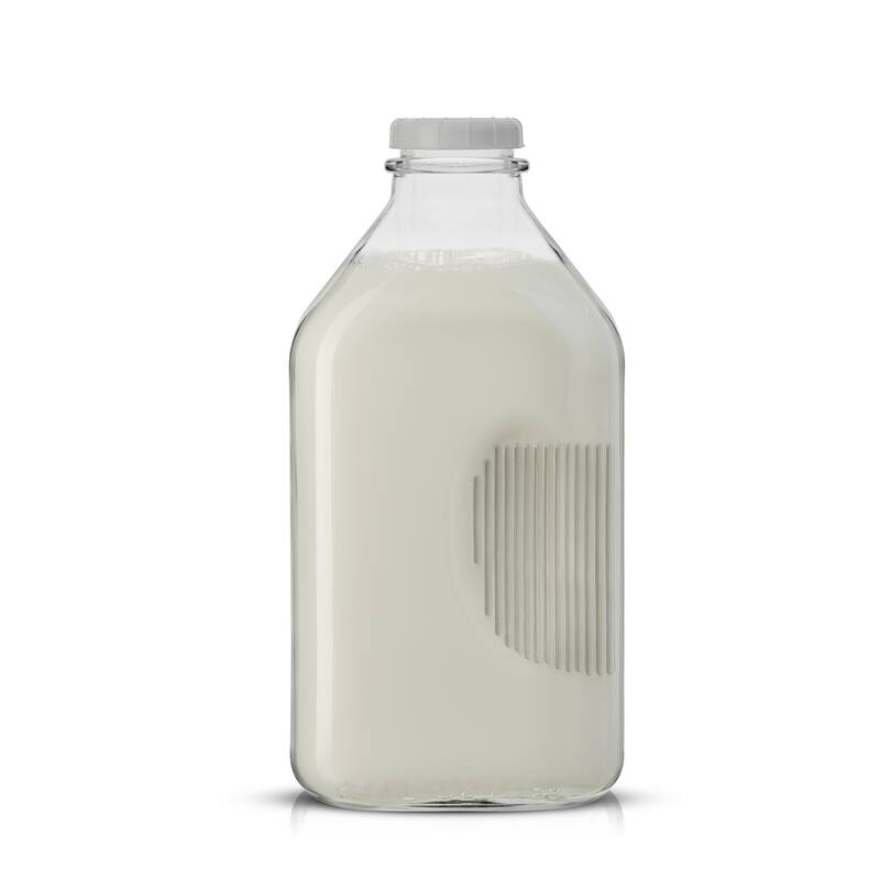 JoyJolt Reusable Glass Milk Bottle with Lid & Pourer - Set of 3
