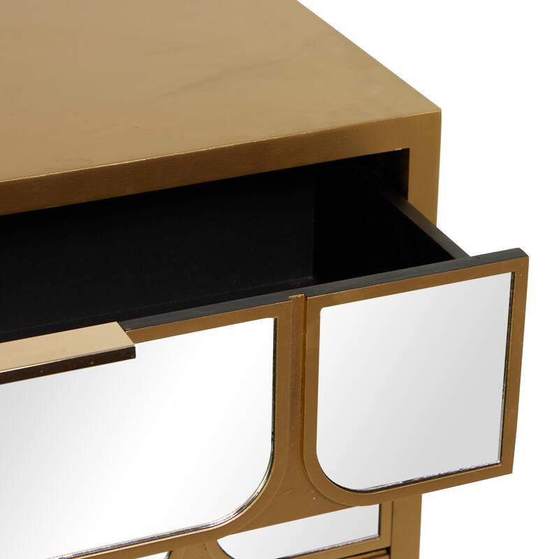 Gold Wooden 3 Door Room Cabinet or 3 Drawer Chest with Mirrored Front