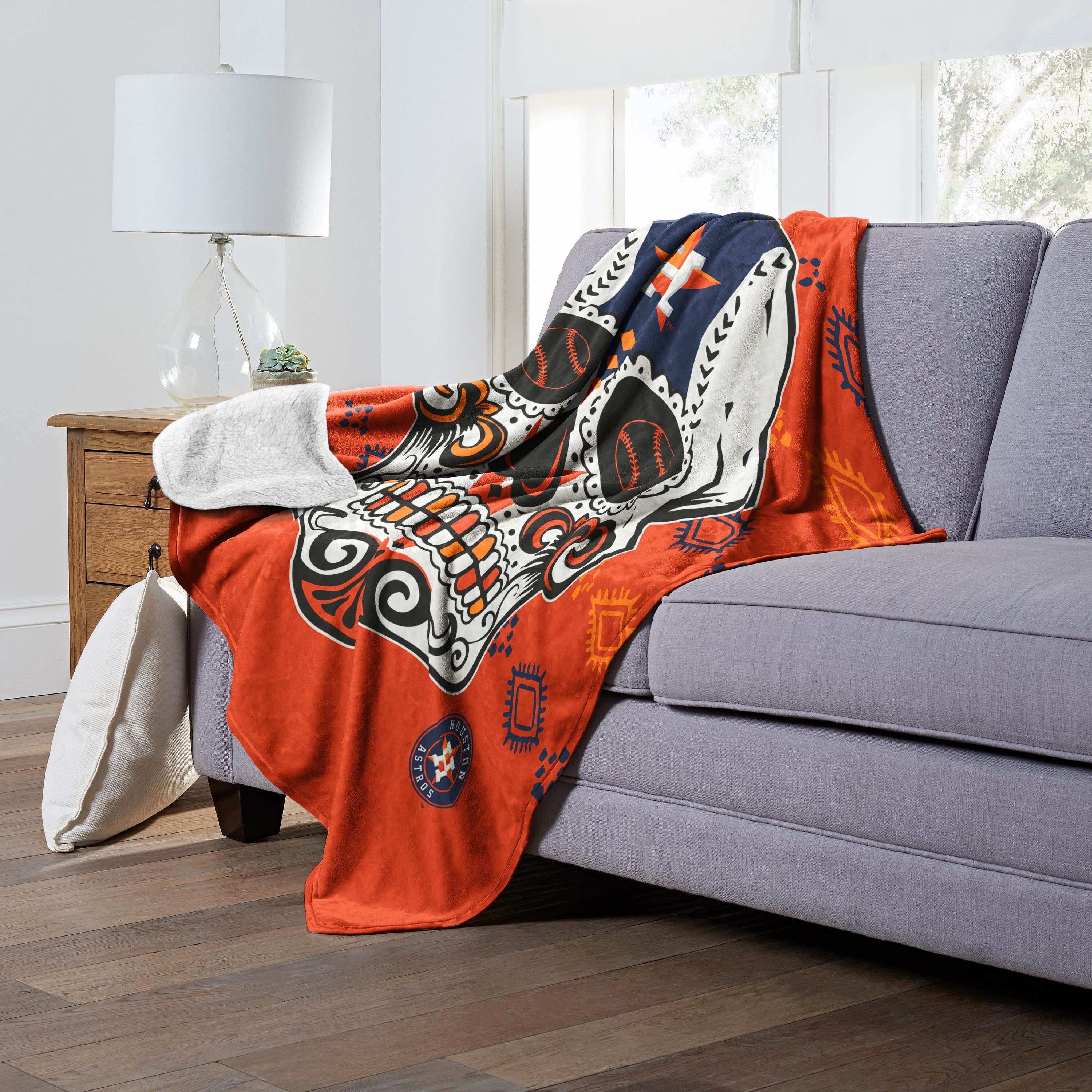 MLB Candy Skull Houston Astros Silk Touch Sherpa Throw Blanket