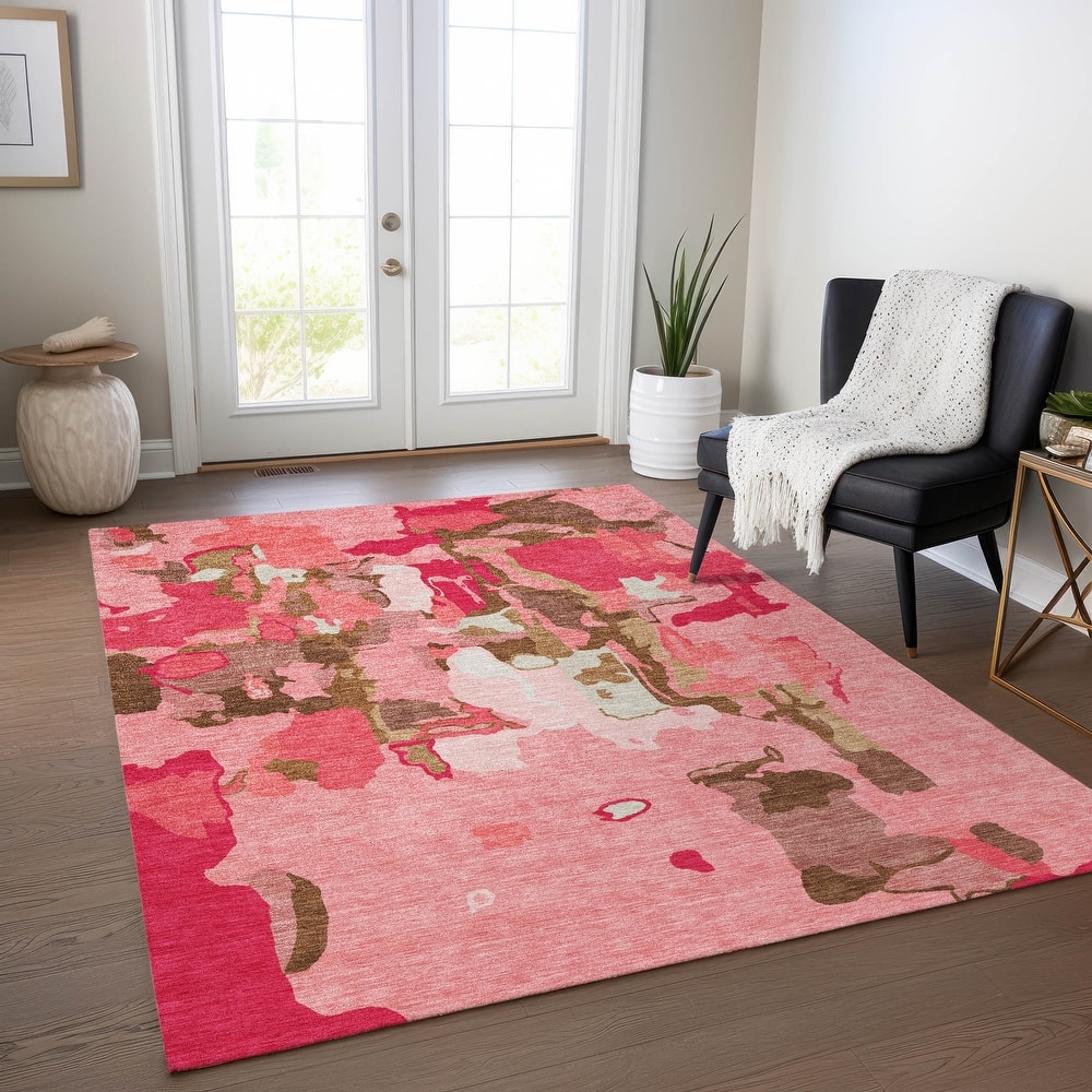 Machine Washable Indoor/ Outdoor Abstract Glam Chantille Rug