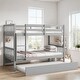 preview thumbnail 2 of 10, Twin Over Twin Bunk Beds with Trundle, Convertible into 2 Beds, Grey