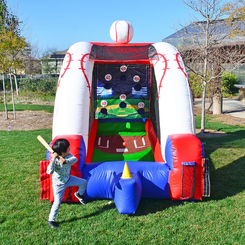 JumpOrange Baseball Target Game Inflatable for Kids and Adults (with Blower and Foam Bat)