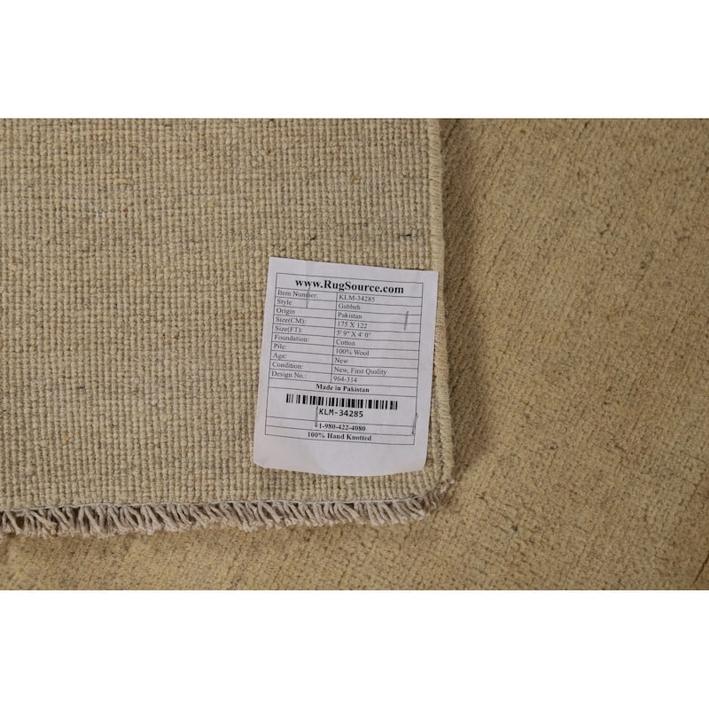 Gabbeh Modern Rug Hand-Knotted Wool Carpet - 4'0"x 5'9"