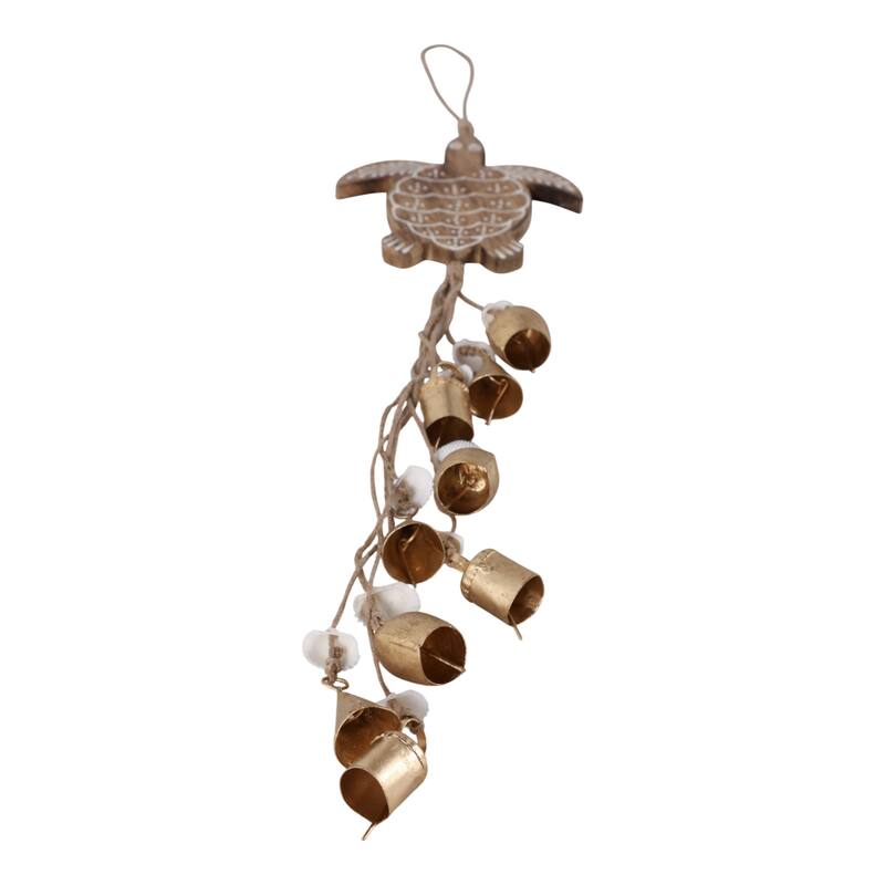 Wood Metal Sea Turtle with Shell Wind Chime Hanging Decor - 29" Brown - 5.75" x 2" x 29"