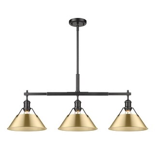 Yep by Golden Lighting Orwell 3-light Island Light in Matte Black and Brushed Champagne Brass shade
