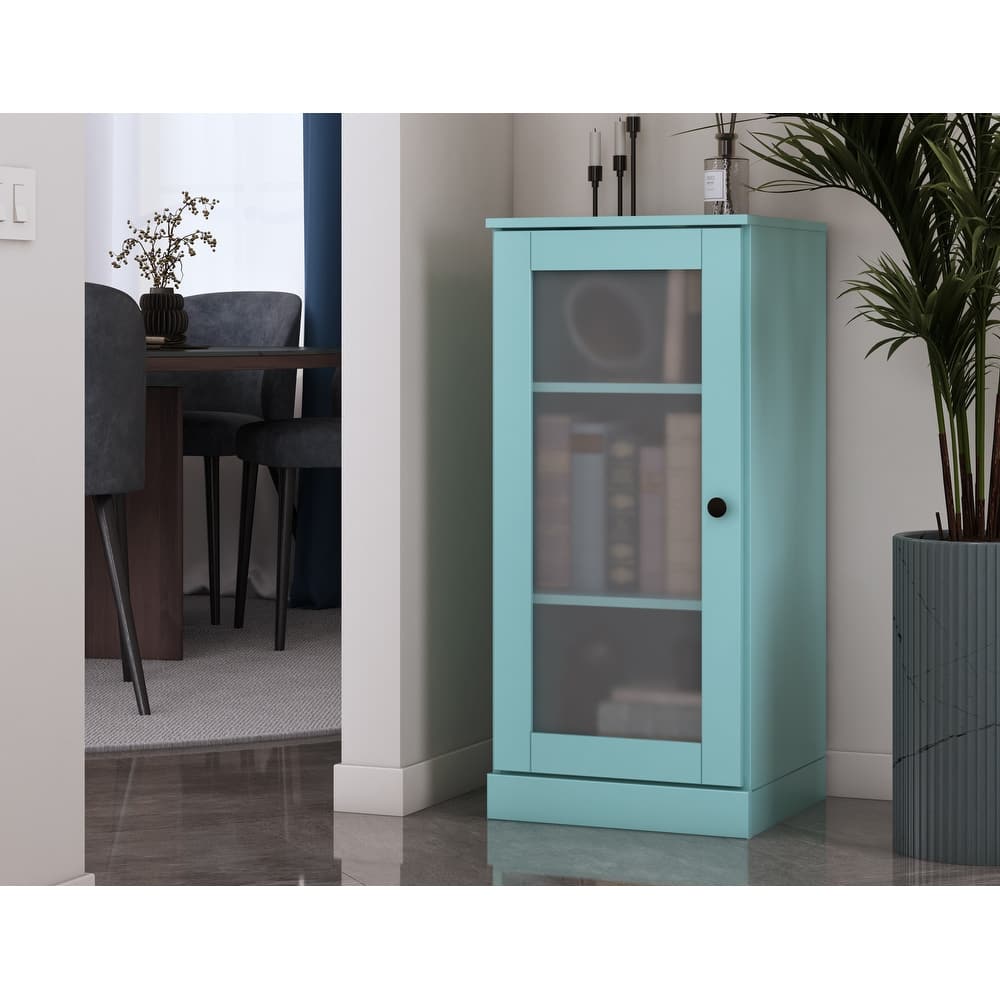 Palace Imports 100% Solid Wood 3-Shelf Bookcase with Frosted Glass Door and Adjustable Shelves