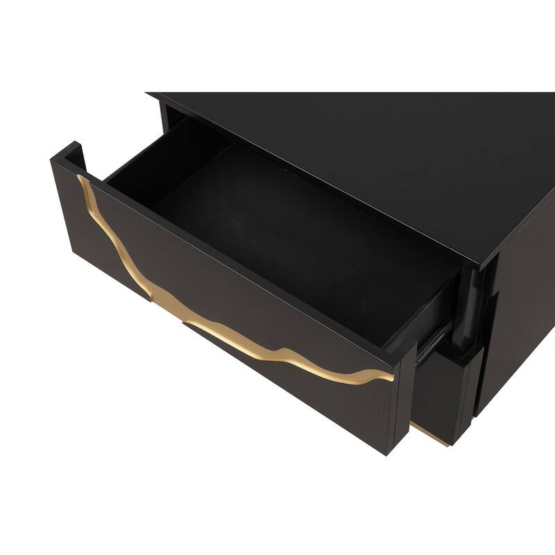 Contemporary Style 1pc Nightstand Gold Paint Pattern French