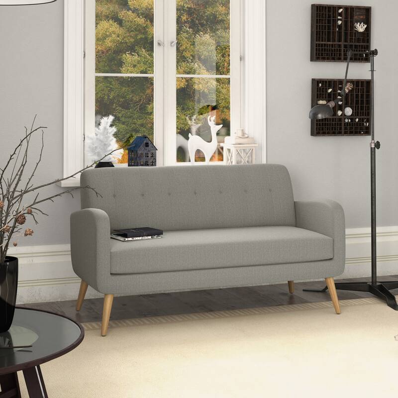 Mid Century Modern Gray Polyester Sofa with Comfortable Design - Multi-Color