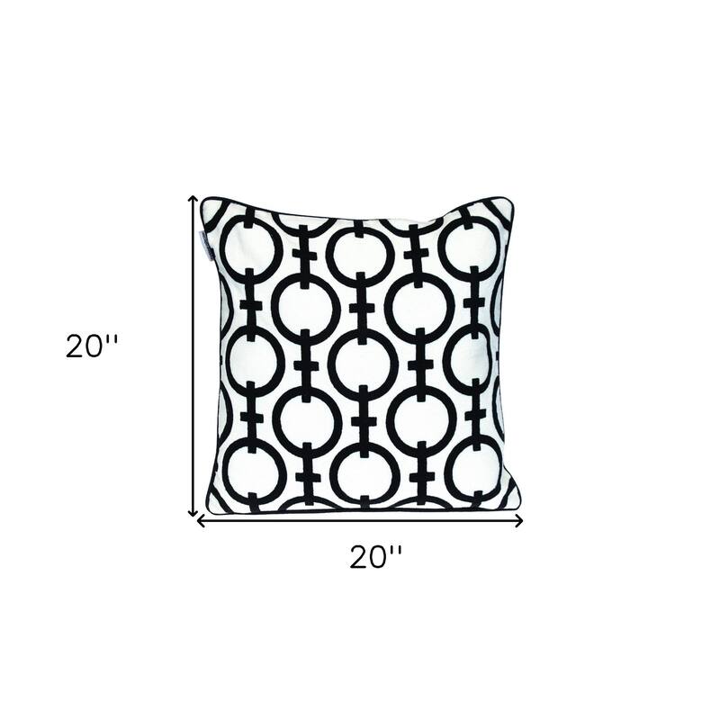 HomeRoots 18" X 18" Black 100% Cotton Geometric Zippered Pillow