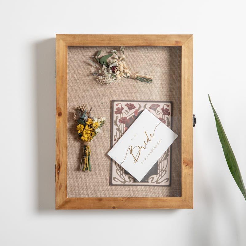 Solid Pine Shadow Display Case with Linen Liner