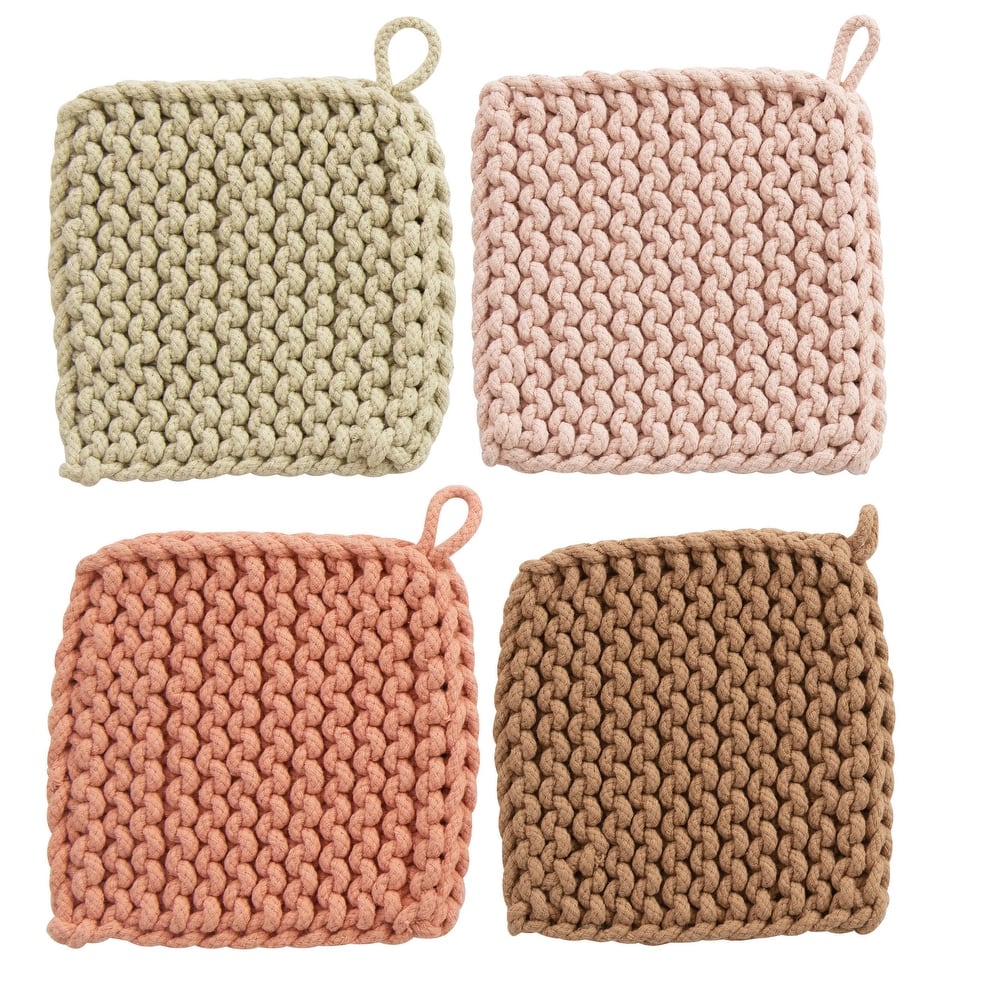 Square Cotton Crocheted Pot Holders (Set of 4 Colors)