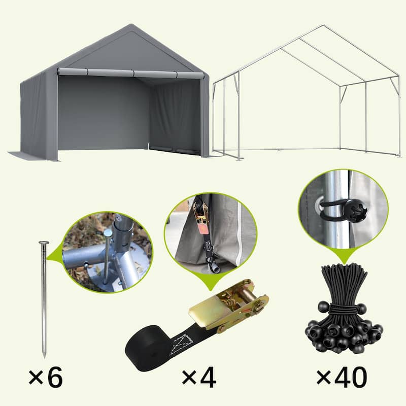 GDFStudio - Multi-Purpose Outdoor Shelter Waterproof & UV-Resistant with Roll-Up Doors