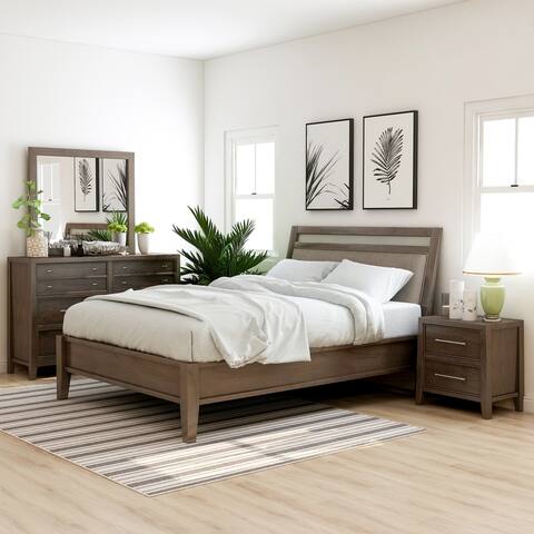 Furniture of America Ninn Rustic Grey 4-piece Padded Bedroom Set