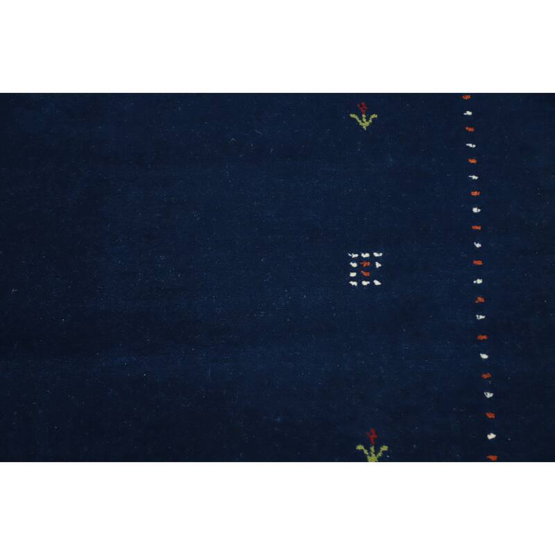Hand Knotted Oriental 100% Wool Carpet Tribal Animal Pictorial Navy Blue & Blues Gabbeh Area Rug - 5' 9'' X 4' 2''