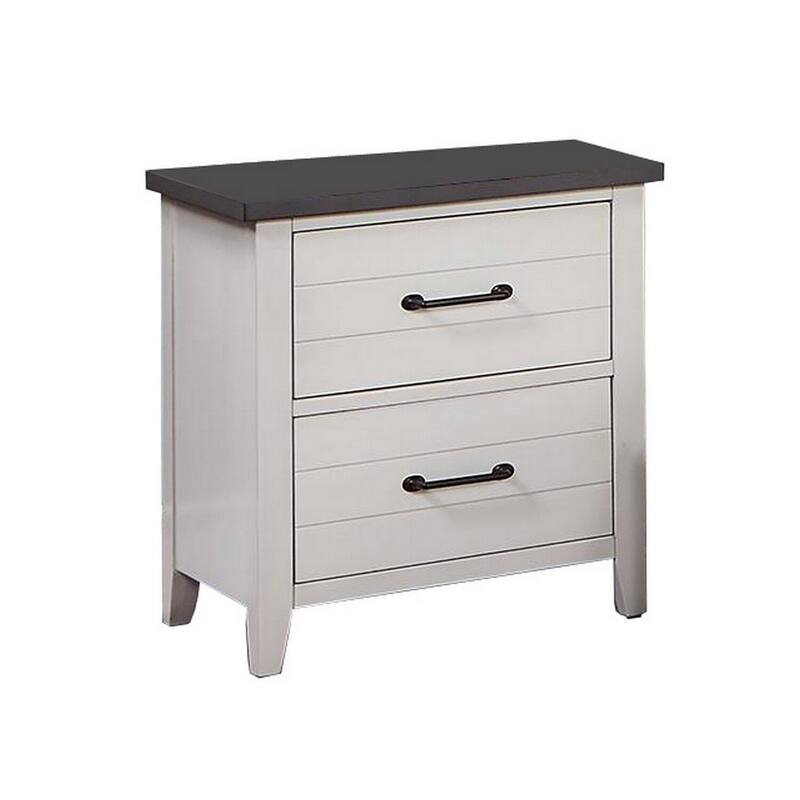 White/Gray 2 Drawer 22 in. W Nightstand with Sturdy Hardware and Ample Storage