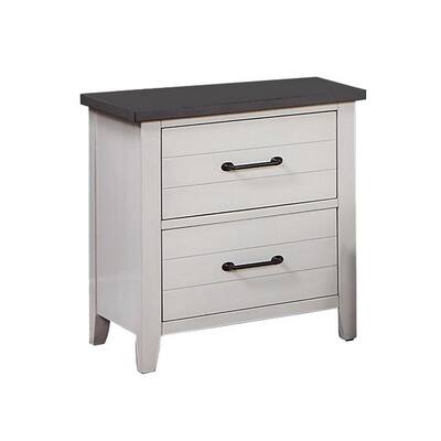 White/Gray 2 Drawer 22 in. W Nightstand with Sturdy Hardware and Ample Storage