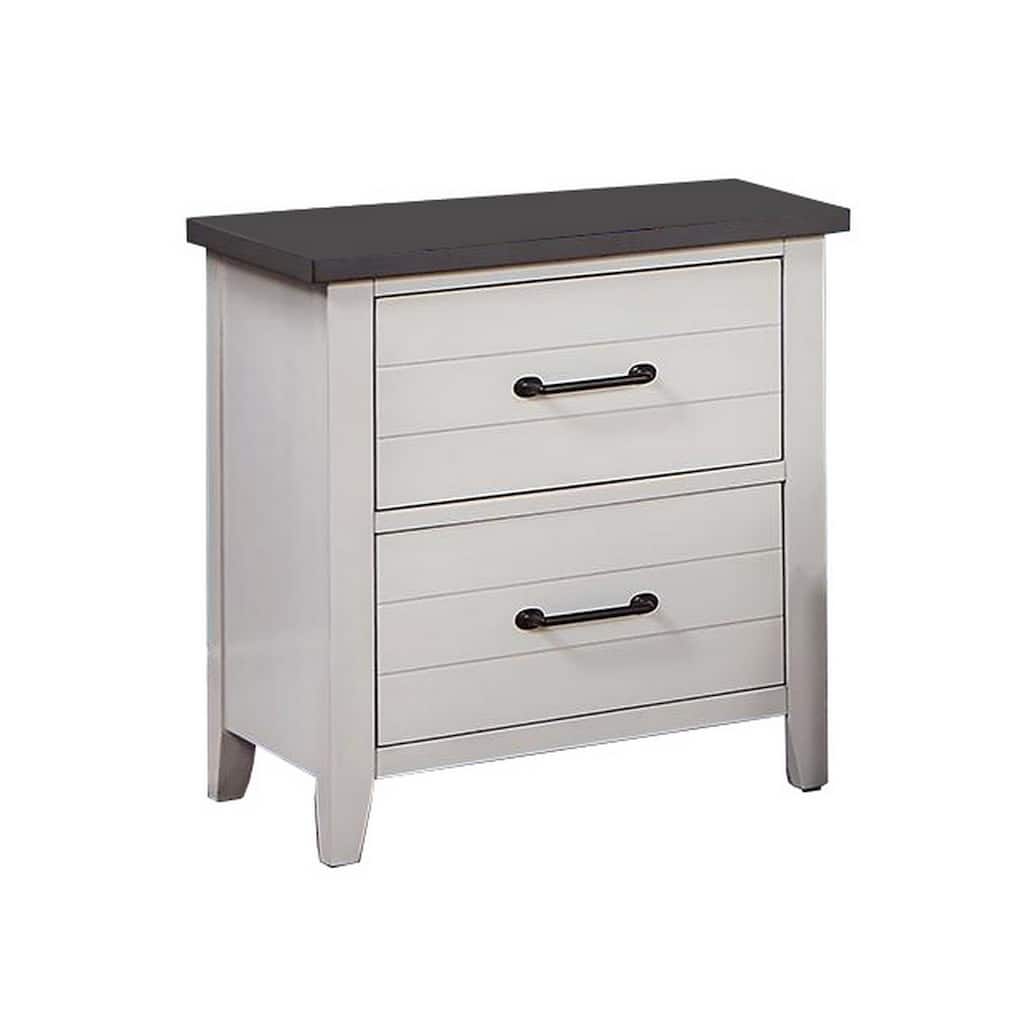 White/Gray 2 Drawer 22 in. W Nightstand with Sturdy Hardware and Ample Storage