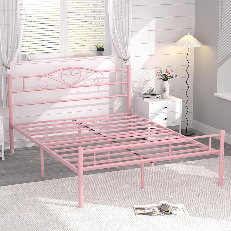 Victoria Metal Platform Bed Frames with Headboard